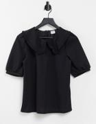 Jdy Sweats Top With Collar Detail In Black