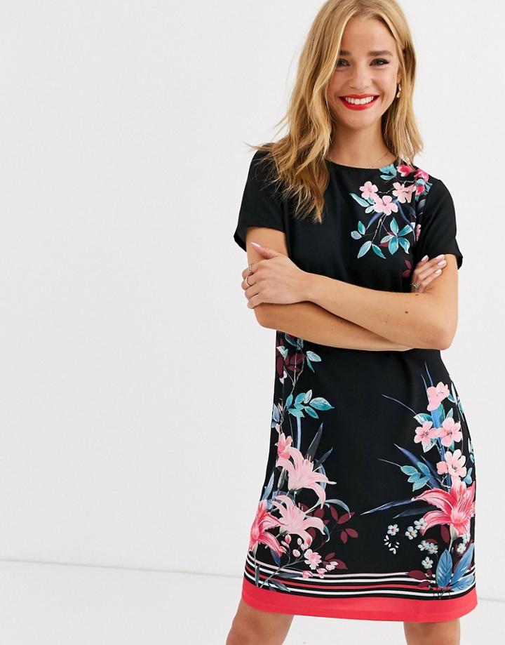 Lipsy Floral Border Shift Dress In Multi