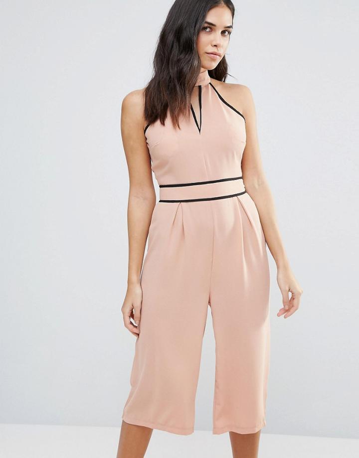 Influence Choker Culotte Jumpsuit - Pink