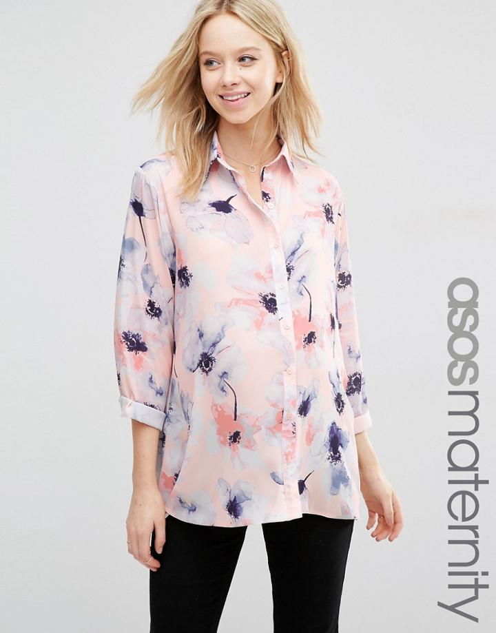 Asos Maternity Oversize Contemporary Floral Print Blouse - Multi