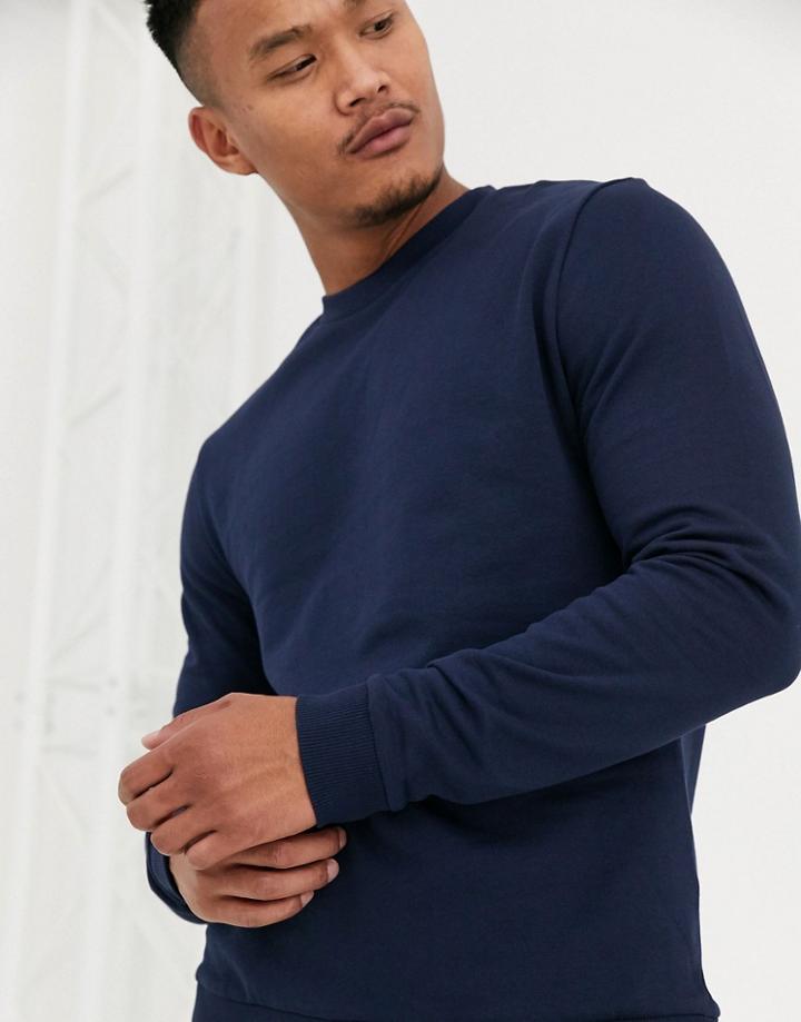 Asos Design Organic Sweatshirt In Navy