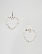 Asos Design Earrings In Heart Shape With Faux Pearls In Gold - Gold