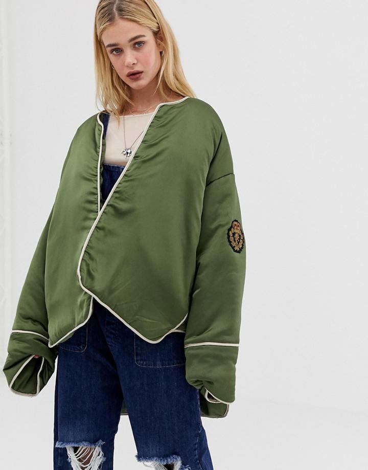 One Teaspoon Oversized Quilt Jacket With Badges - Green