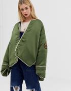 One Teaspoon Oversized Quilt Jacket With Badges - Green