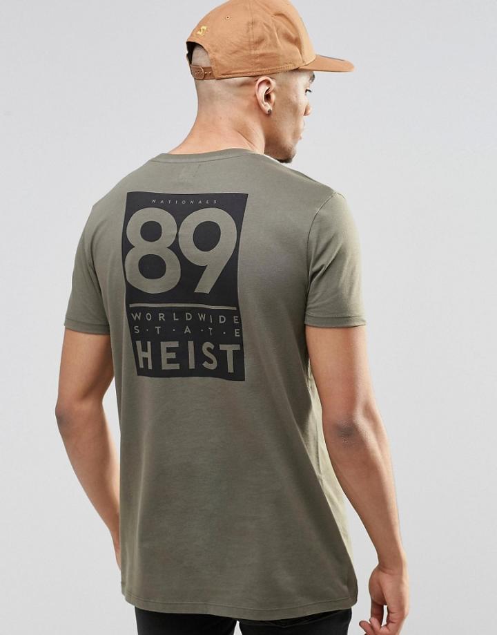 Asos Longline T-shirt With Text Back Print - Green