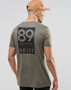 Asos Longline T-shirt With Text Back Print - Green