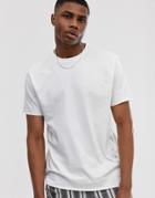 Asos Design Organic Heavyweight Relaxed Fit T-shirt With Crew Neck And Raw Edges In White - White