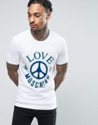 Love Moschino T-shirt In White With Peace Print - White