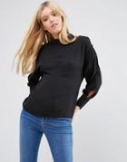 Lavand Blouse With Open Arm Holes In Black - Black