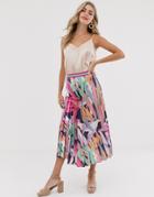 Twisted Wunder Pleated Skirt In Abstract Print - Multi