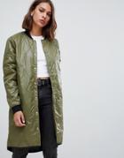Minimum Quilted Longline Bomber - Green