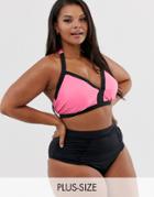 Junarose Contrast Trim Bikini Top - Multi
