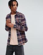 Asos Oversized Vintage Check Shirt In Navy - Navy