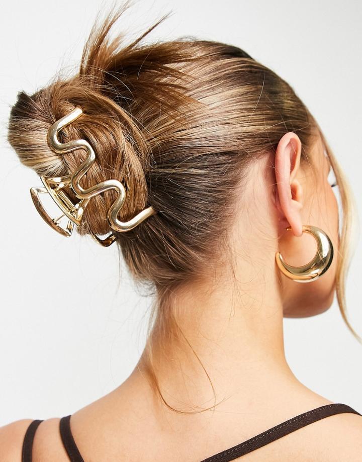 Asos Design Hair Claw In Gold Tone