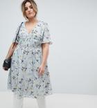 Lovedrobe Midi Tea Dress In Ditsy Floral - Multi