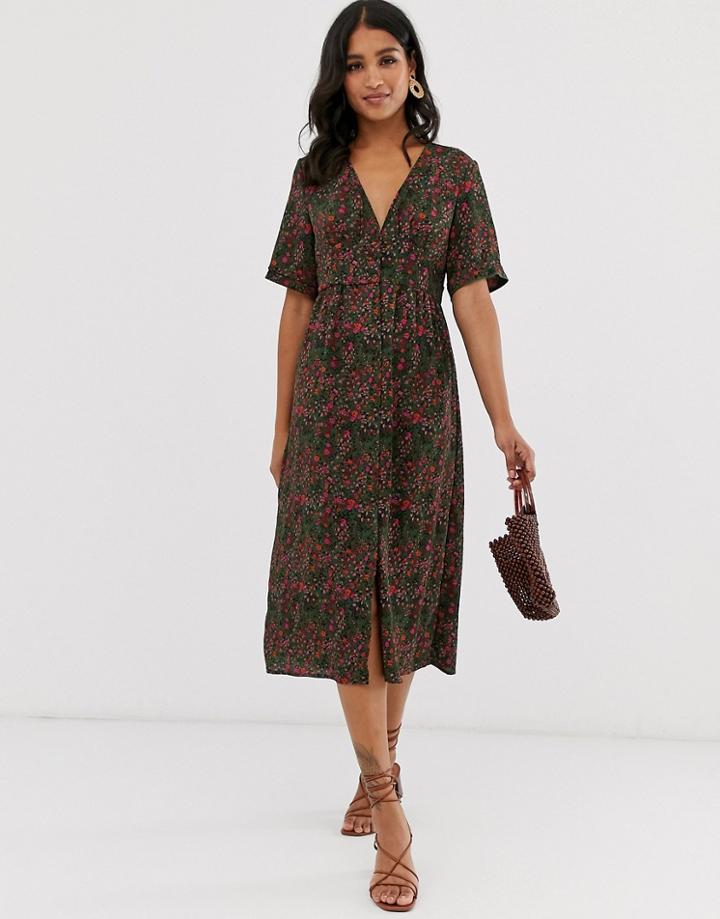 Vero Moda Floral Midi Tea Dress-multi