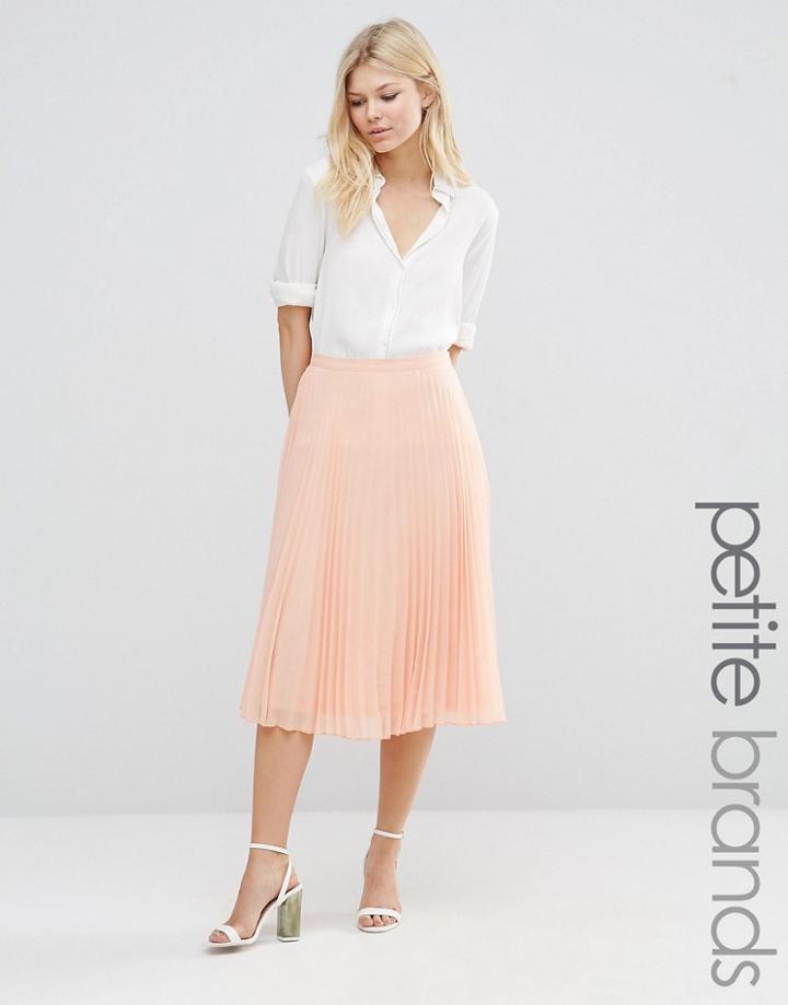 New Look Petite Pleated Midi Skirt - Black