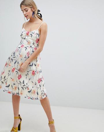 Dolly & Delicious Allover Floral Embroidered Full Prom Midi Dress - Multi