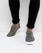 New Look Canvas Lace Up Sneakers In Gray - Gray
