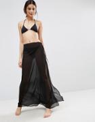 Asos Chiffon Sarong Beach Skirt - Black