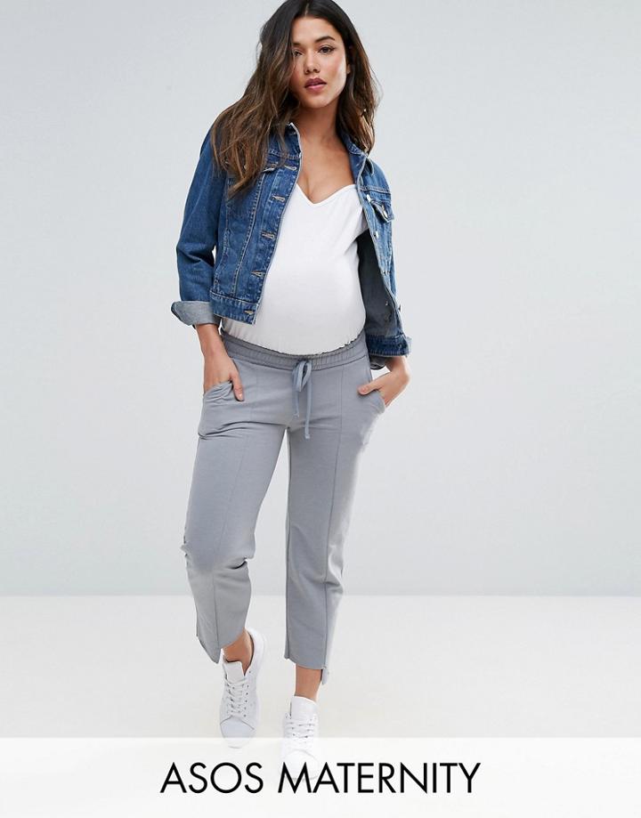 Asos Maternity Stepped Hem Wide Leg Jogger - Gray