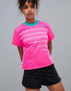 Adidas Tennis High Neck Tee In Hot Pink - Pink