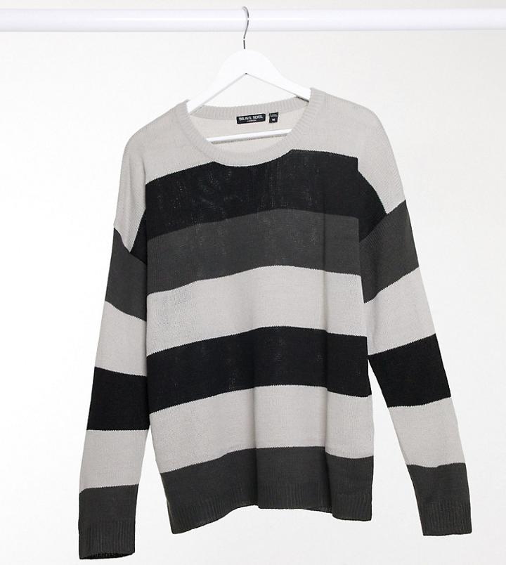 Brave Soul Plus Striped Sweater-black