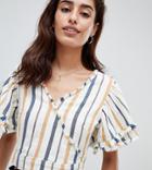 River Island Wrap Front Multi Stripe Crop Top - Yellow