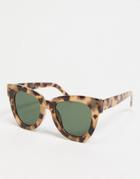 Asos Design Recycled Frame Chunky Flare Cat Eye Sunglasses In Milky Tort With G15 Lens-brown