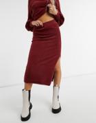 Asos Design Co-ord Midi Skirt In Dark Red
