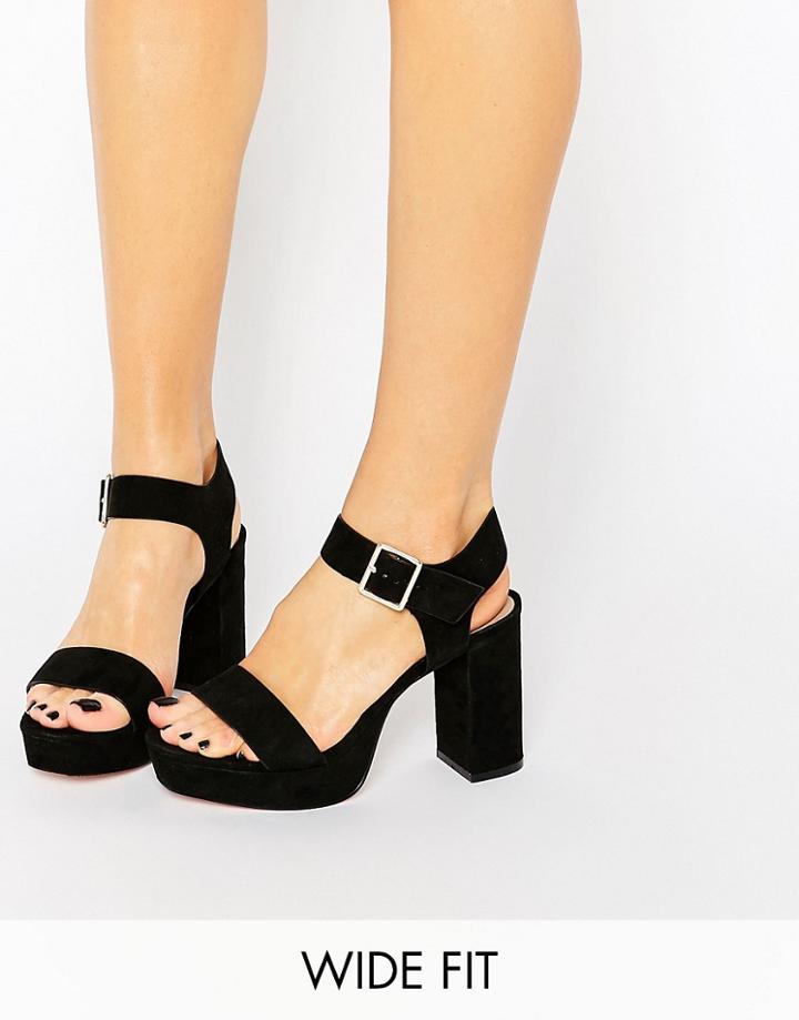 Asos Harbour Wide Fit Platform Sandals - Black