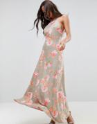 Asos Open Back Maxi Dress In Pretty Floral - Multi