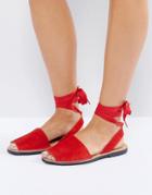 Park Lane Flat Tie Ankle Sandal - Red