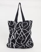 Asos Design Large Organic Cotton Shopper Bag In Abstract Squiggle Print-multi