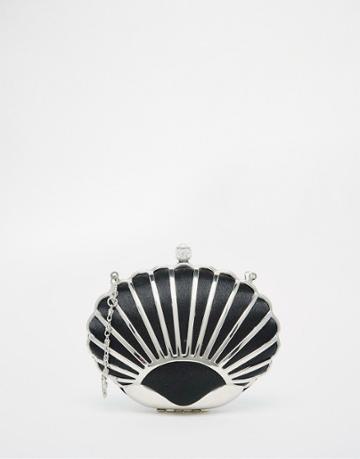 Vintage Styler Shell Clutch In Black - Black