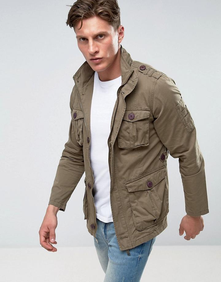 Brave Soul 4 Pocket Jacket - Green
