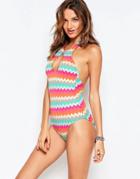 Seafolly Zarhara Stripe Swimsuit With Keyhole Back - Zarhara