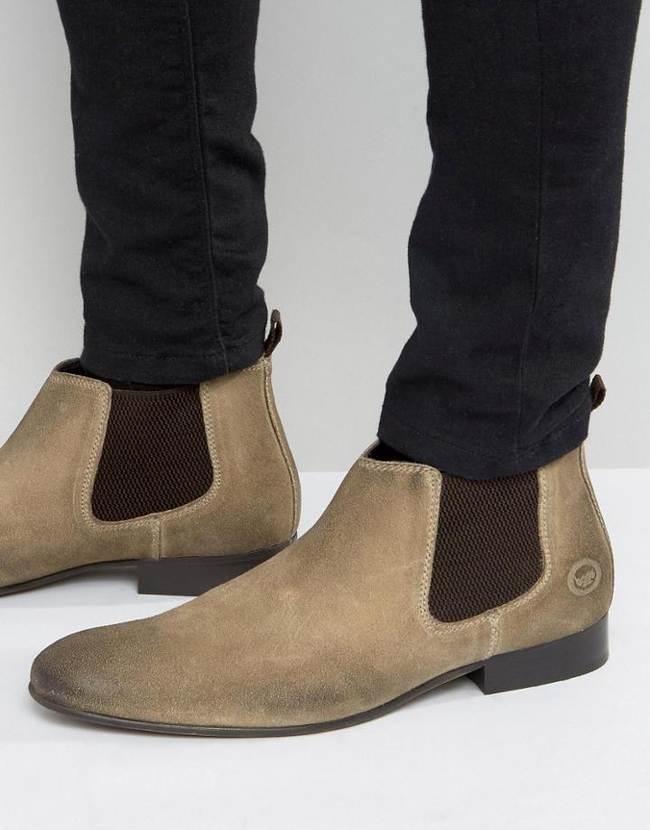 Base London Broker Suede Chelsea Boots - Tan