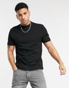 River Island Slim Fit High Neck T-shirt In Black