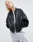 Asos Faux Leather Jacket With 80s Styling - Black