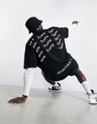 Asos Dark Future Oversized T-shirt With Logo Back Print In Black