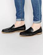 Frank Wright Woven Loafers In Black - Black