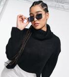 Brave Soul Plus Cattio Boxy Cropped Turtle Neck Sweater-black