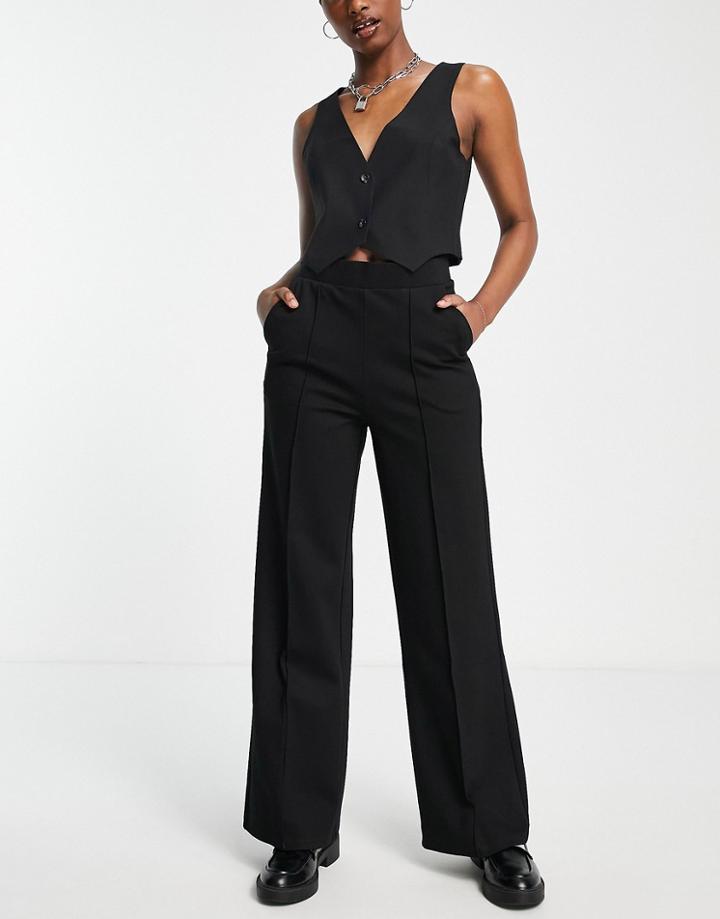Object Wide Leg Jersey Pants In Black