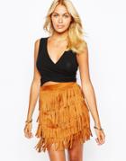 Fashion Union Wrap Front Crop Top - Black