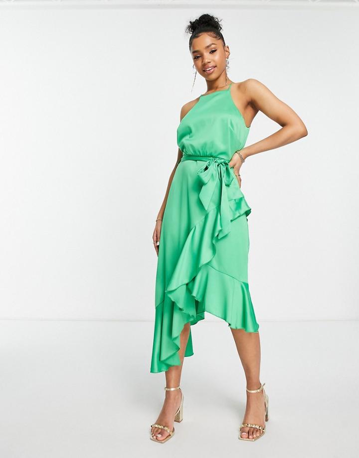 Style Cheat Halterneck Midi Dress In Vivid Green