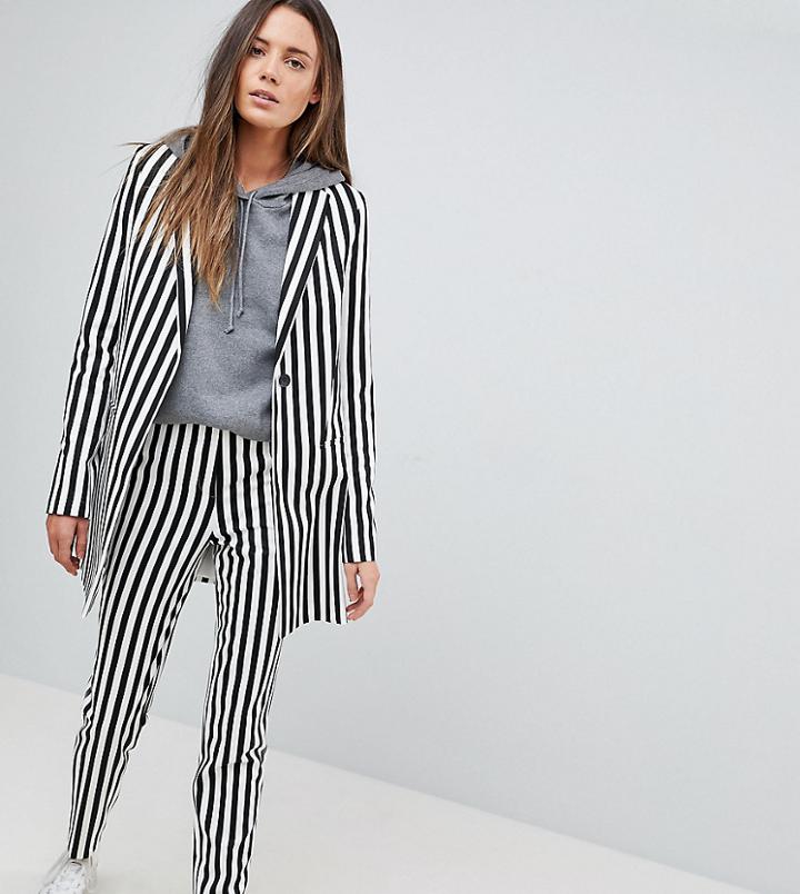 Asos Tall Slim Pants In Mono Stripe - Multi