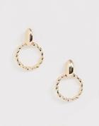 Asos Design Earrings With Twist Open Circle Drop In Gold Tone - Gold