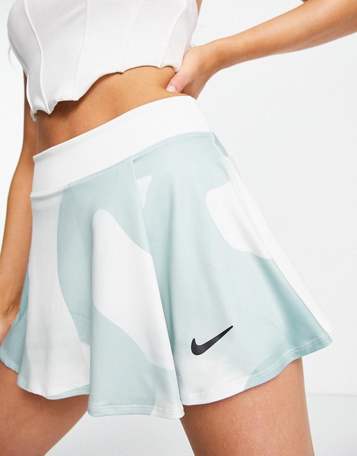 Nike Court Dri-fit Victory Flouncy All Over Print Tennis Skirt In White
