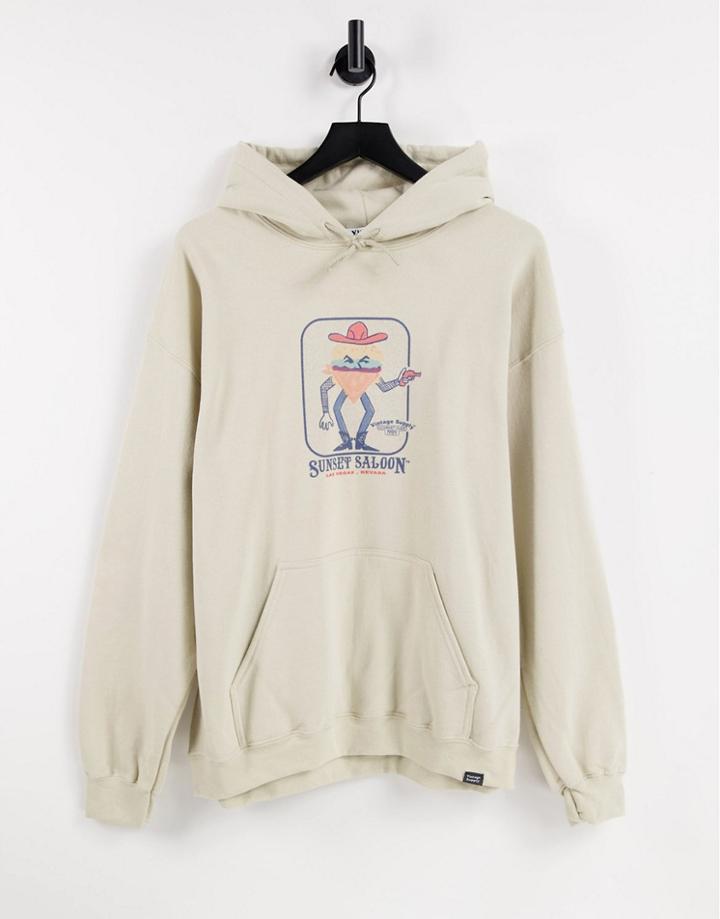Vintage Supply Sunset Saloon Hoodie In Sand-brown